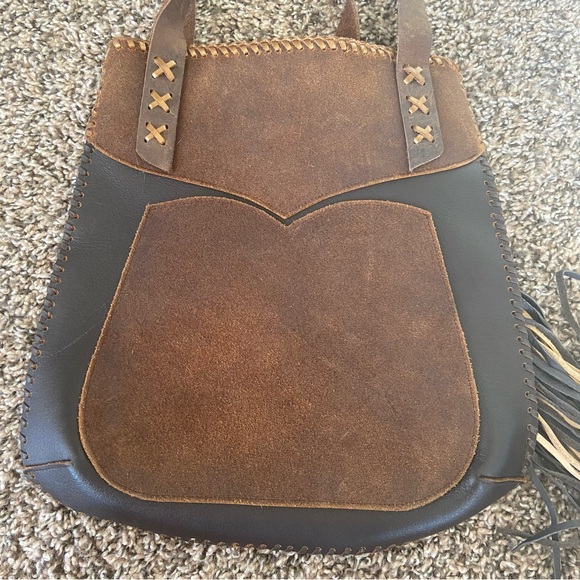 Go West Designs Western Black Gold cowhide leather bag with fringe - Picture 5 of 8